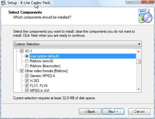��� VC1 ������� Use System Default, �������� ��� � Other Video Formats